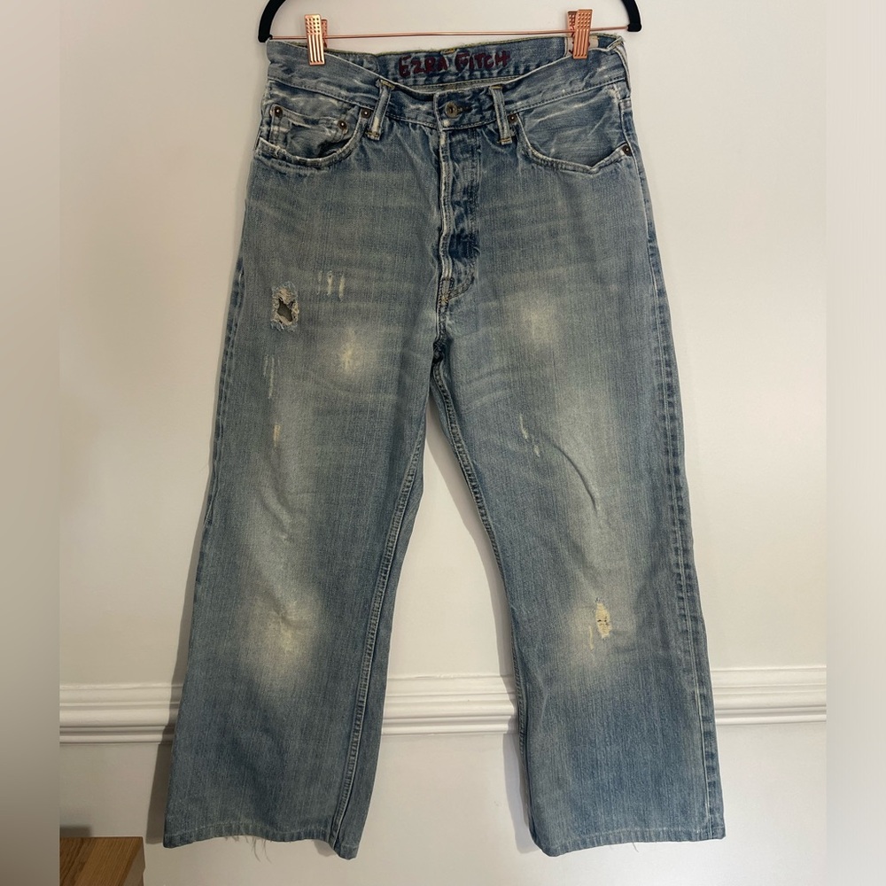 Rare Ezra Fitch Distressed Men's Low Rise Straight Jeans Size 32x30
